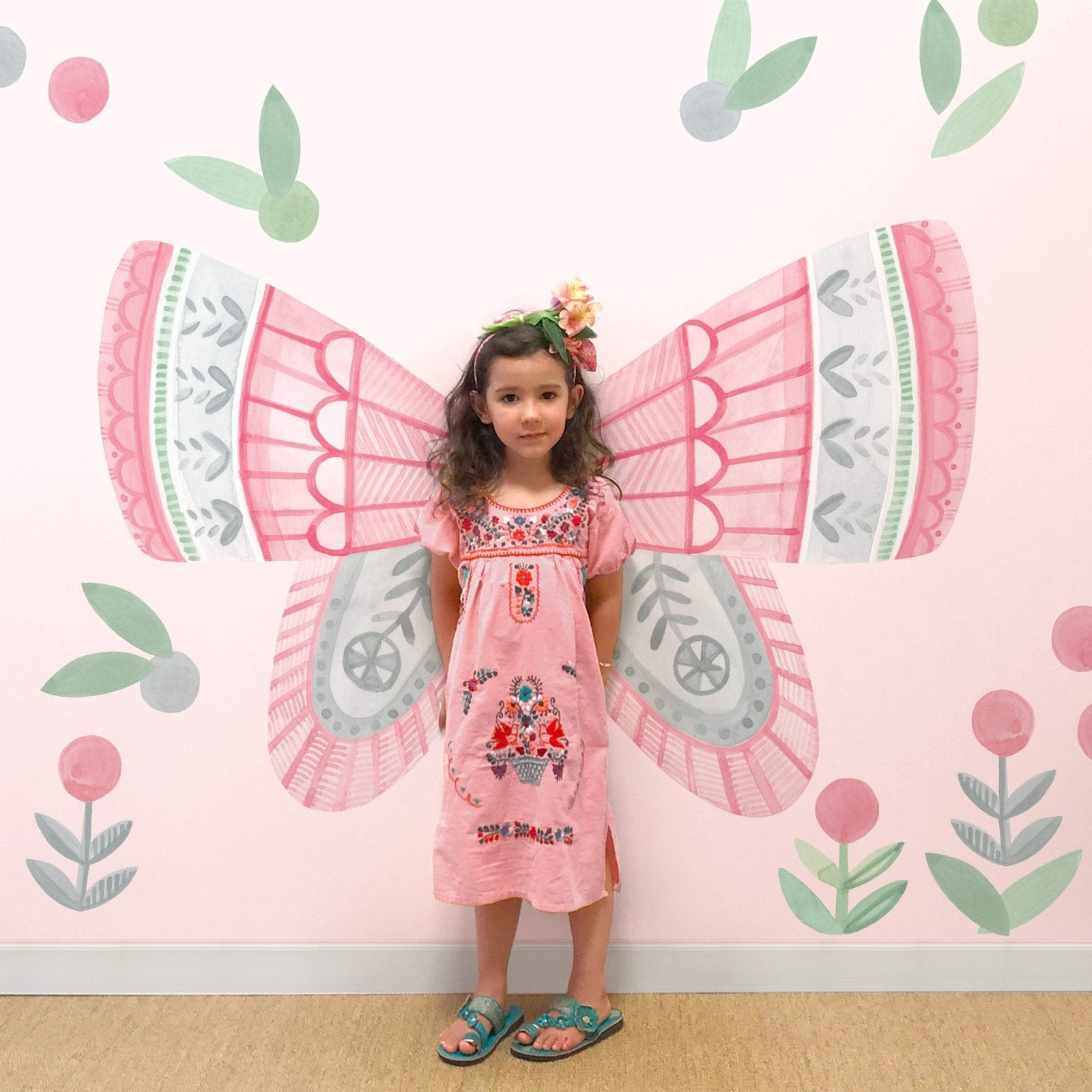 Butterfly Wings • Strawberry Fog • Peel-and-Stick Wall Decals