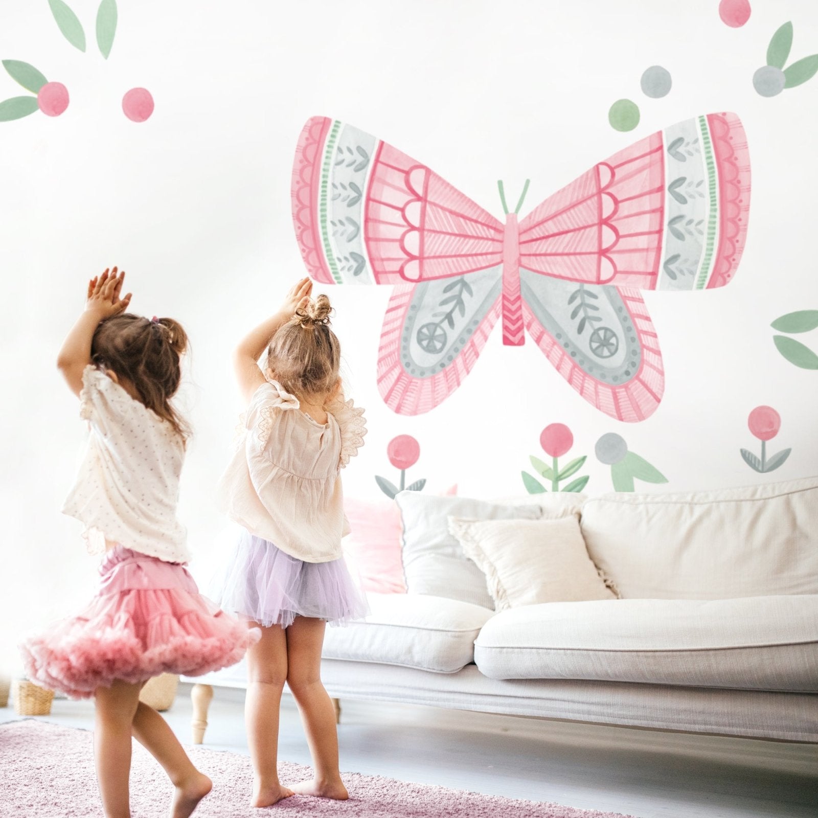 Butterfly Wings • Strawberry Fog • Peel-and-Stick Wall Decals