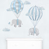 Elephants Floating Hot Air Balloons • Blue • Peel-and-Stick Wall Decals