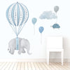 Elephants Soaring Friends Hot Air Balloons • Blue • Peel-and-Stick Wall Decals