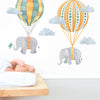 Elephants Floating Hot Air Balloons • Neutral • Peel-and-Stick Wall Decals