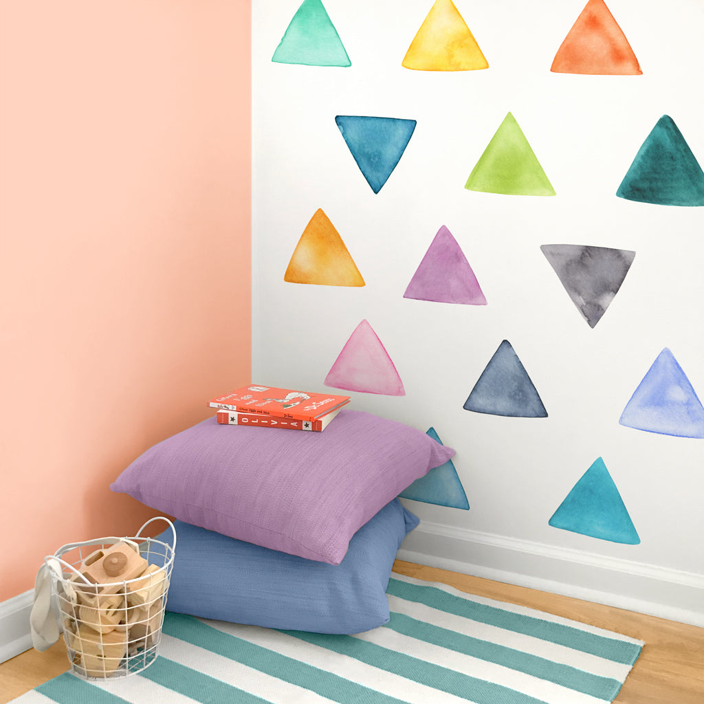 Large Rainbow Watercolor Triangles