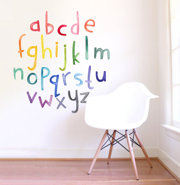 Watercolor Alphabet Lowercase • Rainbow • Peel - and - Stick Wall Decals 1