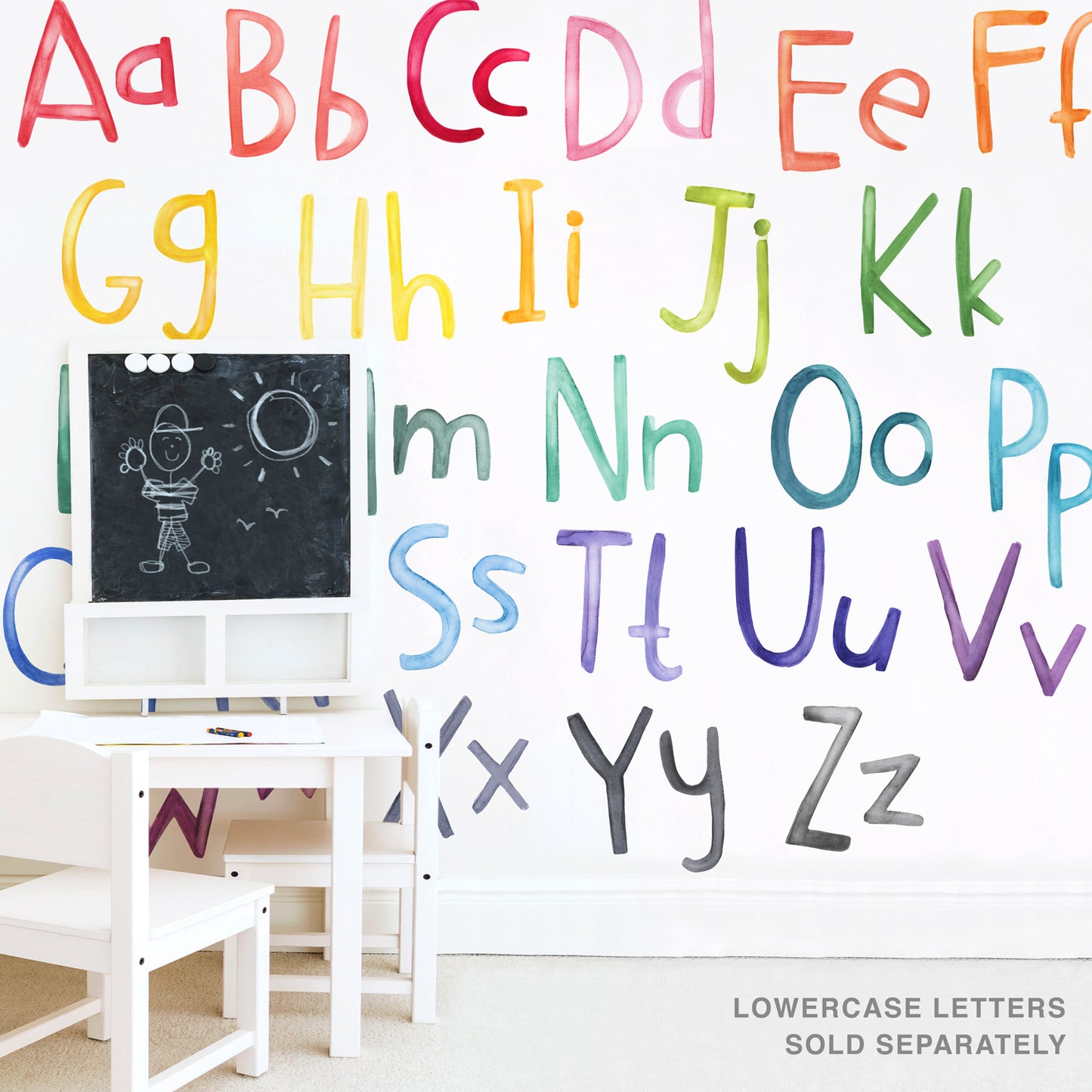 Uppercase Rainbow Watercolor Letters