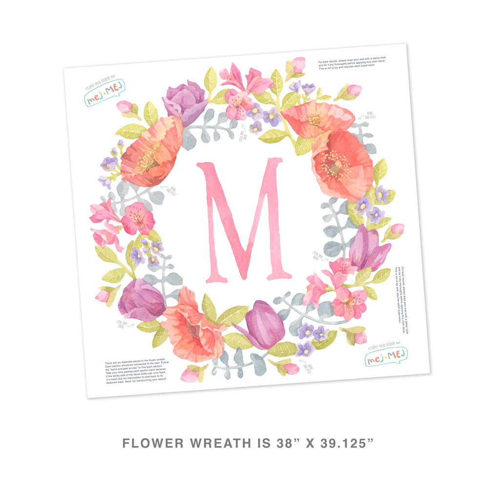 Poppy Mix Flower Wreath • Personalized