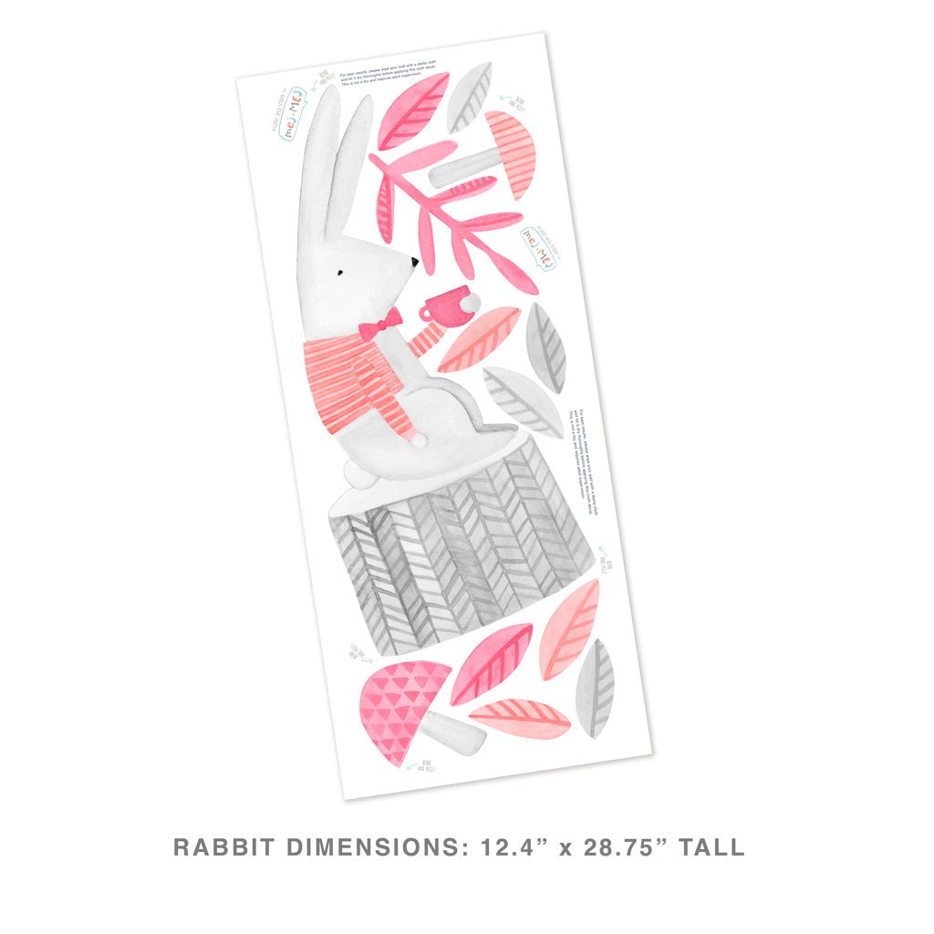 Q Rabbit Decal Thoughtful Rabbit Kit • Pink • Peel - and - Stick Wall Decals 3