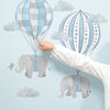 Elephants Floating Hot Air Balloons • Blue • Peel-and-Stick Wall Decals