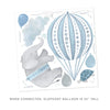 Elephants Soaring Friends Hot Air Balloons • Blue • Peel-and-Stick Wall Decals