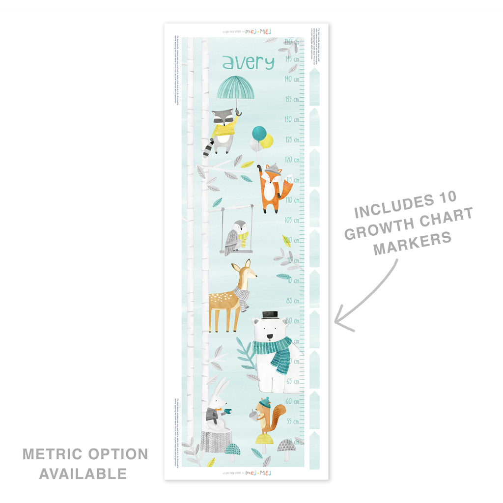 Personalized Woodland Growth Chart • Neutral
