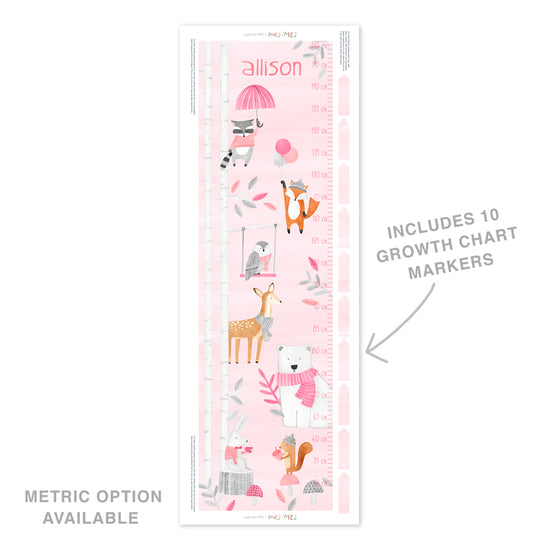 Personalized Woodland Growth Chart • Pink