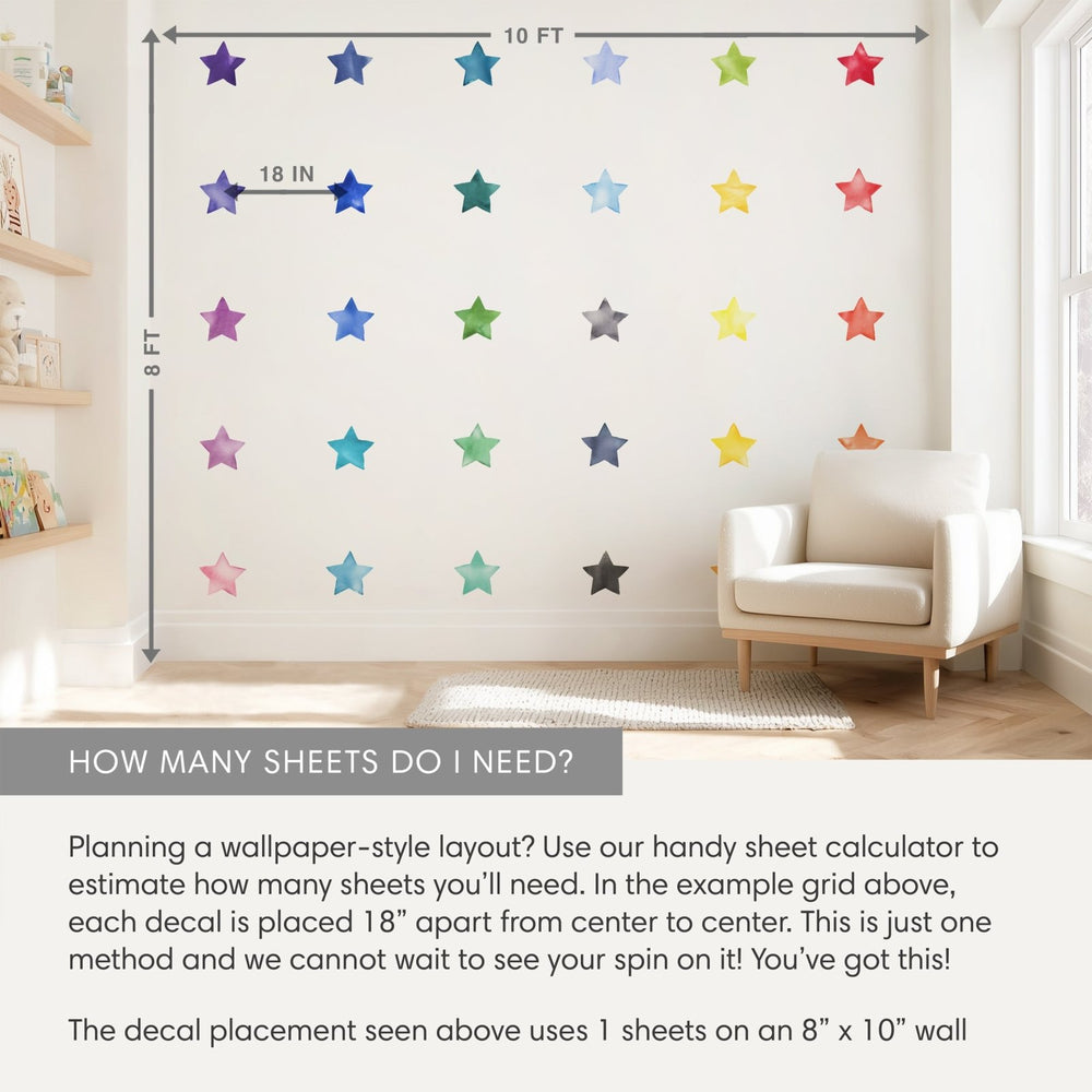 
                  
                    Watercolor Stars • Rainbow • Large • Peel - and - Stick Wall Decals 5
                  
                