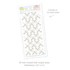 Example of full decal sheet showing 30 total removable watercolor crossed field hockey sticks with dimensions for each of 3.6 inches by 3.4 inches.