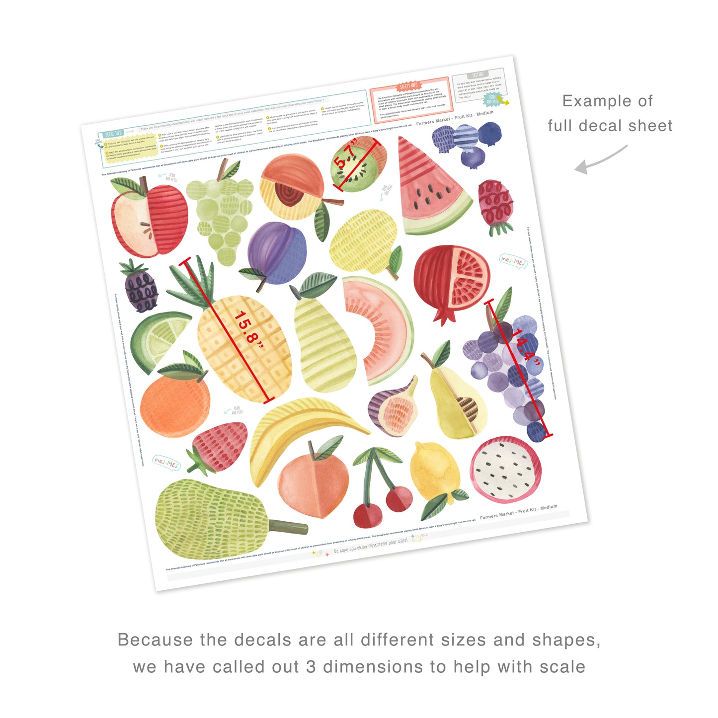 Fruit Kit • Medium • Peel-and-Stick Wall Decals