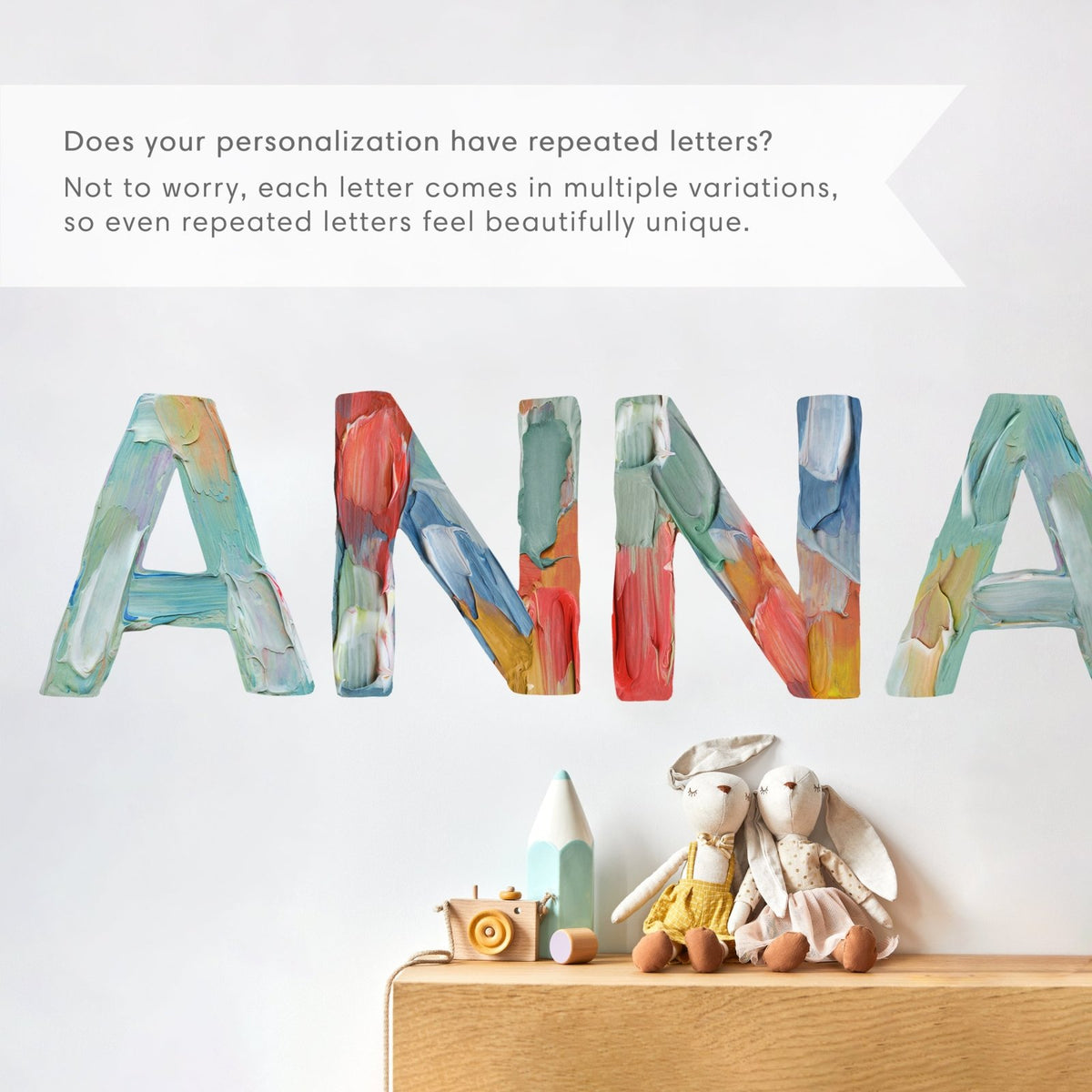 25 Letters Paintbox personalized letters arranged as name showing multiple letter ...