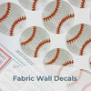 Step-by-step guide of how to install Mej Mej’s peel-and-stick removable fabric wall decals featuring watercolor baseballs. Perfect for sports-themed decor for baseball fans.