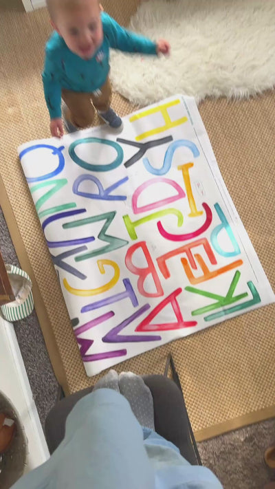 Video of install day for Large Rainbow Uppercase Alphabet Fabric Decals