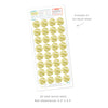 Example of full decal sheet showing 32 total tennis ball decals with dimensions for each of 3.4 inches in diameter. Sheet includes decal tips and safety info.
