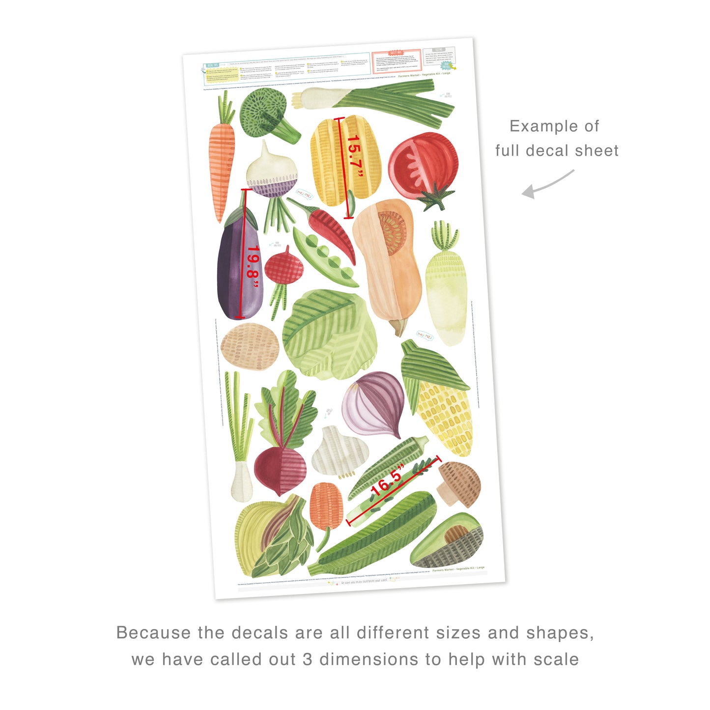 Vegetable Kit • Large • Peel-and-Stick Wall Decals