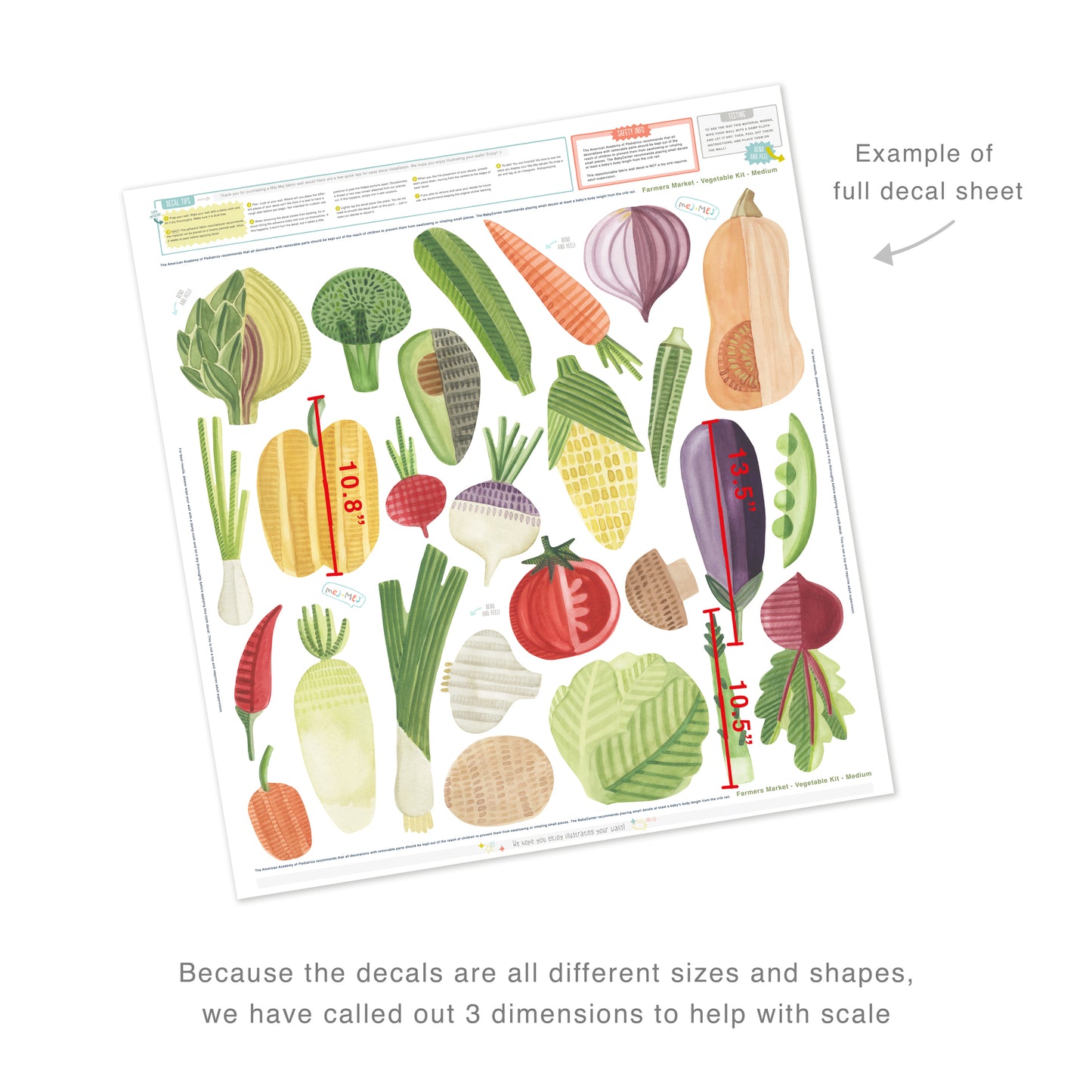 Vegetable Kit • Medium • Peel-and-Stick Wall Decals